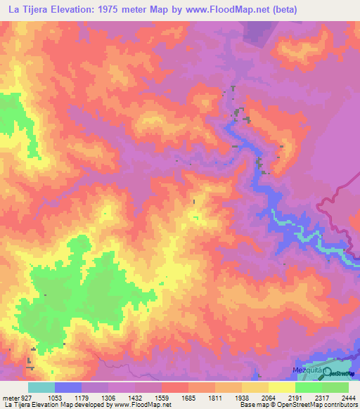 La Tijera,Mexico Elevation Map