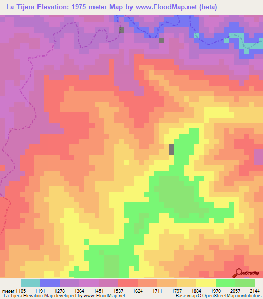 La Tijera,Mexico Elevation Map