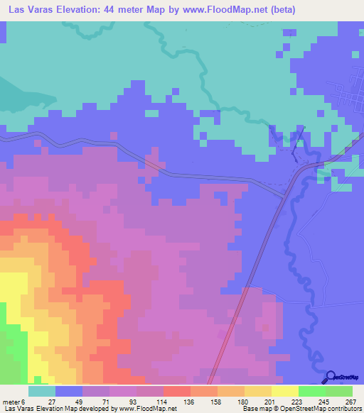 Las Varas,Mexico Elevation Map