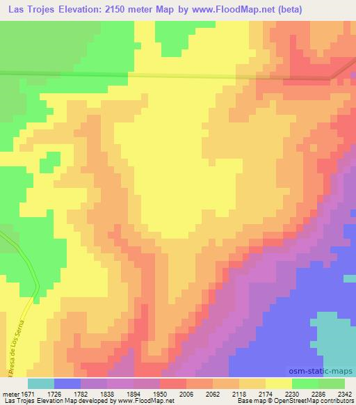 Las Trojes,Mexico Elevation Map