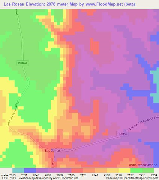 Las Rosas,Mexico Elevation Map