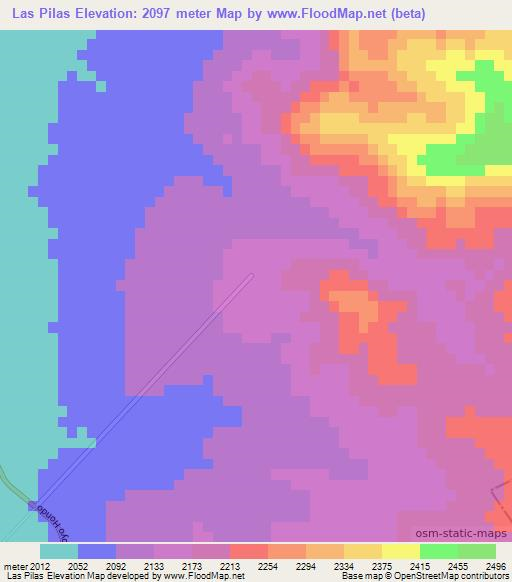 Las Pilas,Mexico Elevation Map