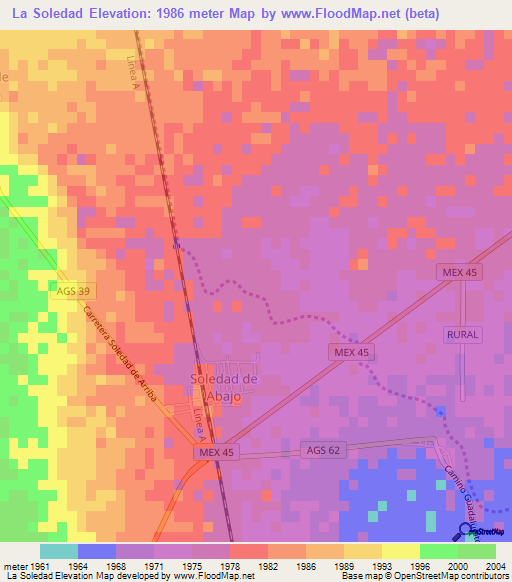 La Soledad,Mexico Elevation Map