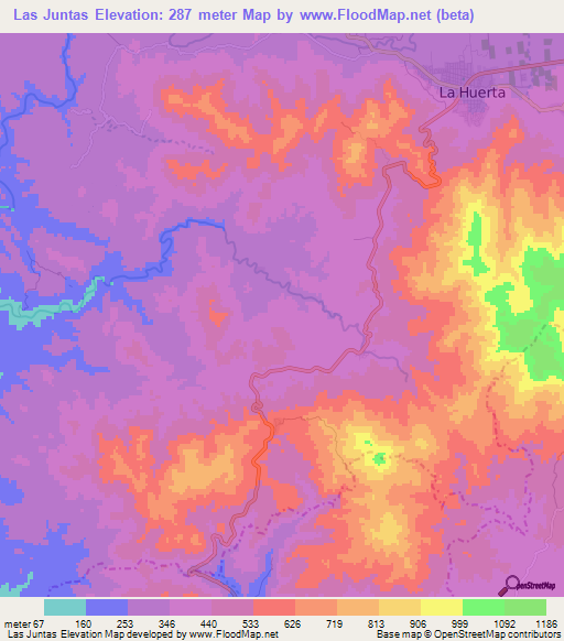 Las Juntas,Mexico Elevation Map