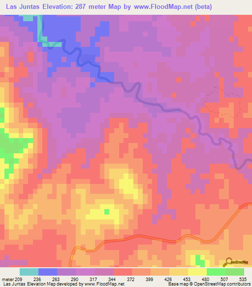 Las Juntas,Mexico Elevation Map