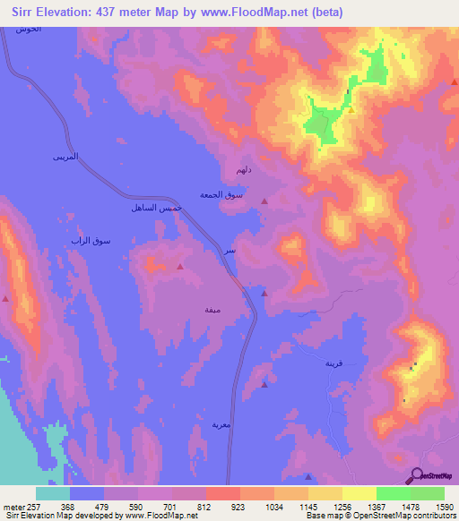 Sirr,Saudi Arabia Elevation Map