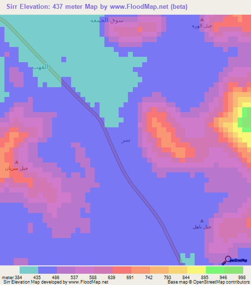 Sirr,Saudi Arabia Elevation Map