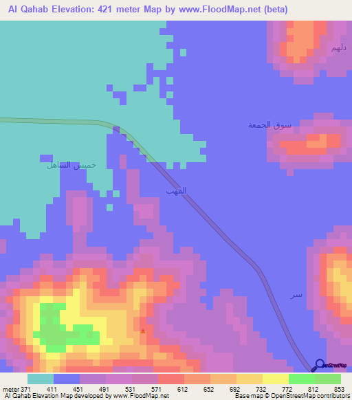 Al Qahab,Saudi Arabia Elevation Map