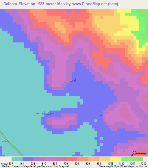 Dalham,Saudi Arabia Elevation Map