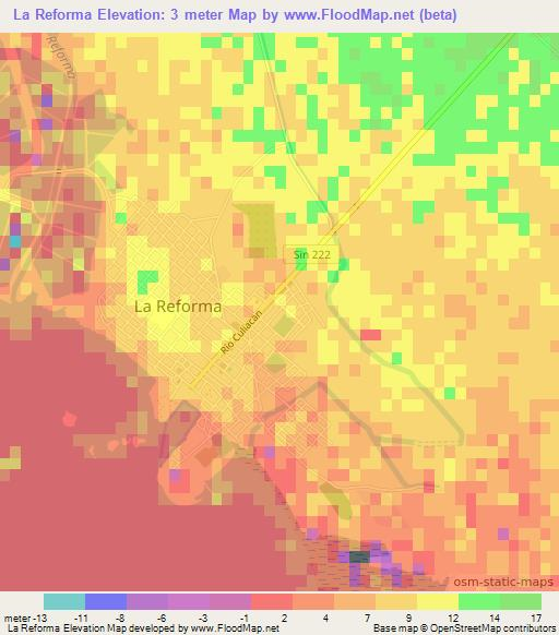 La Reforma,Mexico Elevation Map