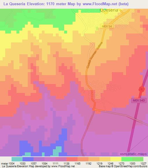 La Queseria,Mexico Elevation Map