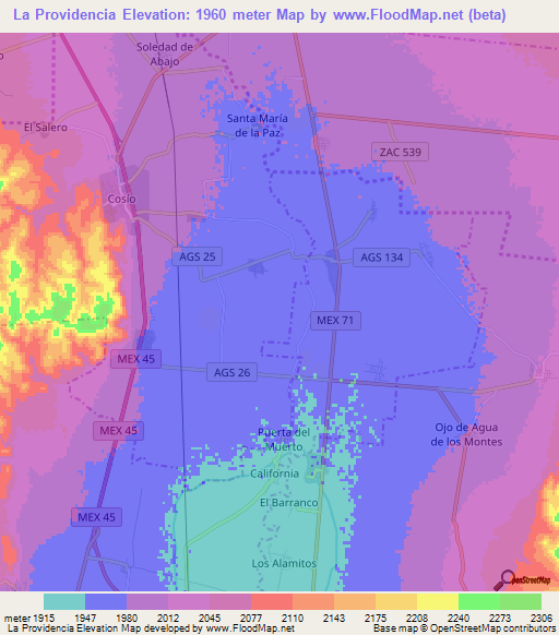 La Providencia,Mexico Elevation Map