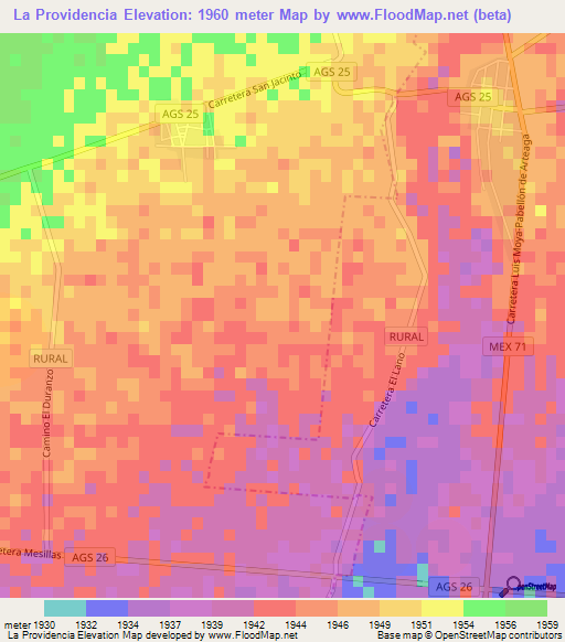 La Providencia,Mexico Elevation Map