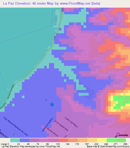 La Paz,Mexico Elevation Map