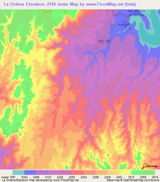 La Ordena,Mexico Elevation Map