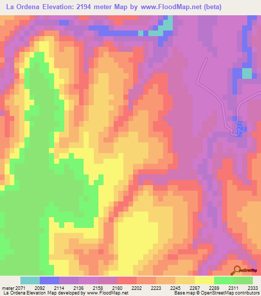 La Ordena,Mexico Elevation Map