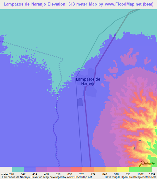 Lampazos de Naranjo,Mexico Elevation Map