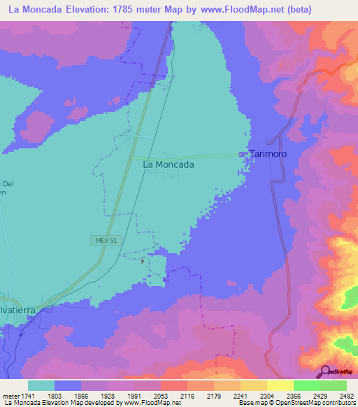 La Moncada,Mexico Elevation Map