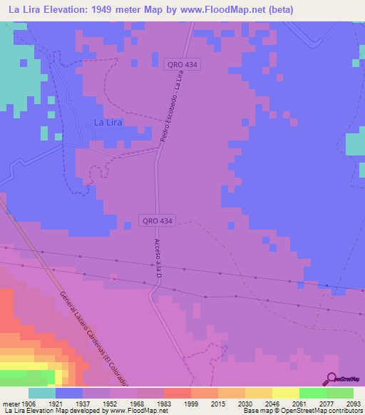 La Lira,Mexico Elevation Map