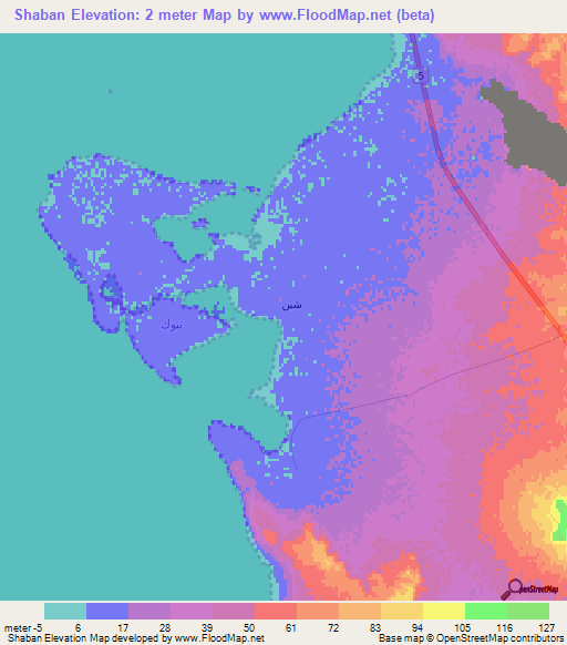 Shaban,Saudi Arabia Elevation Map