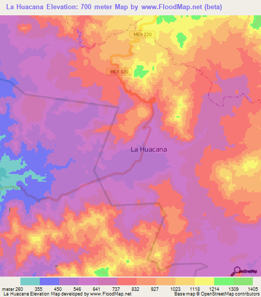 La Huacana,Mexico Elevation Map