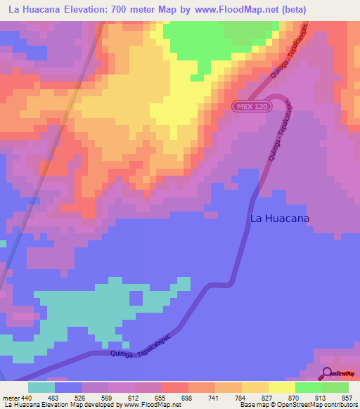 La Huacana,Mexico Elevation Map