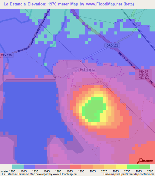 La Estancia,Mexico Elevation Map