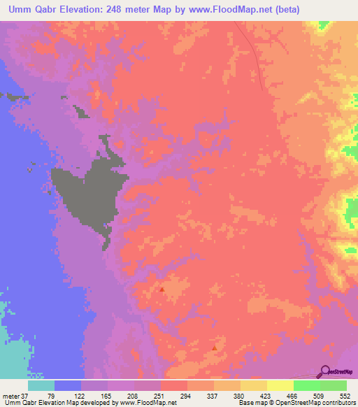 Umm Qabr,Saudi Arabia Elevation Map