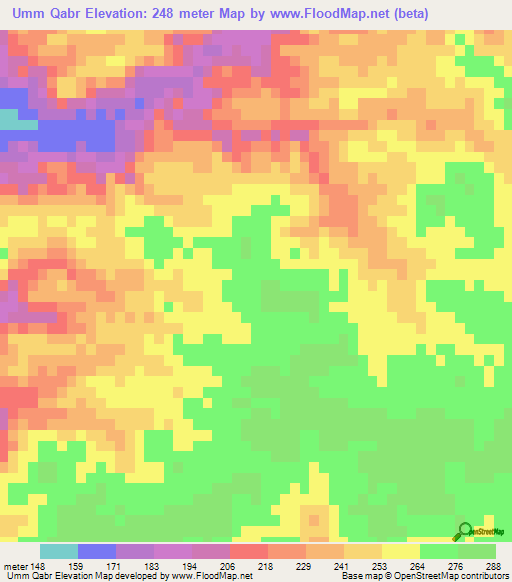 Umm Qabr,Saudi Arabia Elevation Map