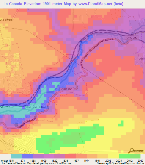 La Canada,Mexico Elevation Map