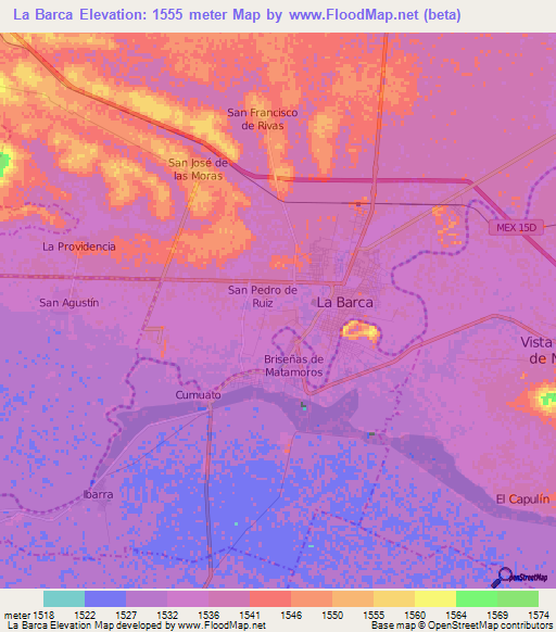 La Barca,Mexico Elevation Map