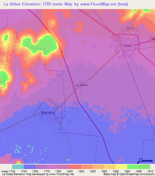 La Aldea,Mexico Elevation Map