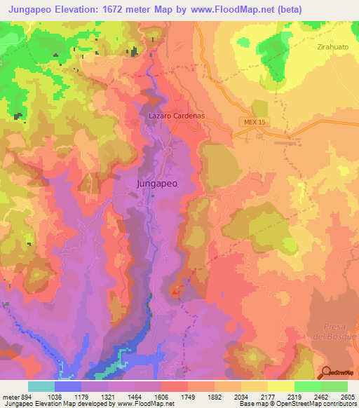 Jungapeo,Mexico Elevation Map