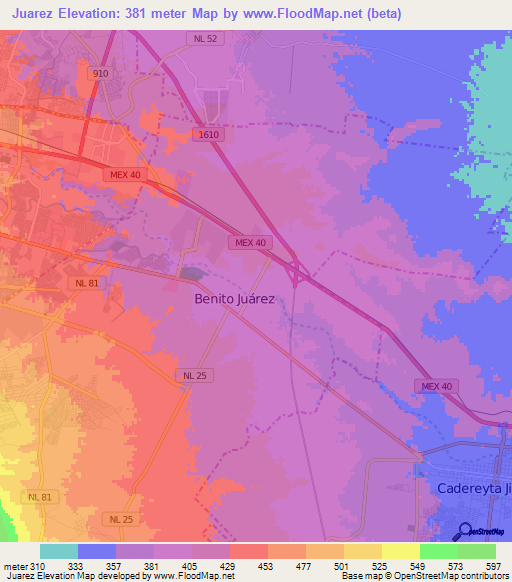 Juarez,Mexico Elevation Map