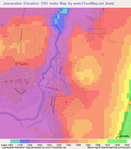 Juanacatlan,Mexico Elevation Map