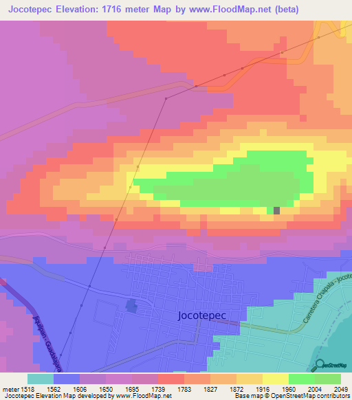 Jocotepec,Mexico Elevation Map