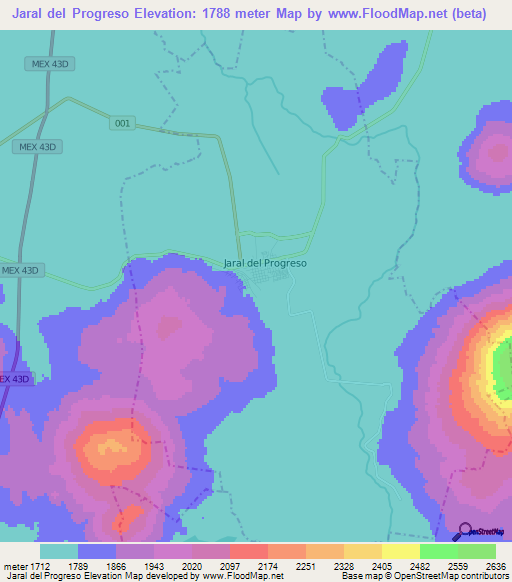 Jaral del Progreso,Mexico Elevation Map