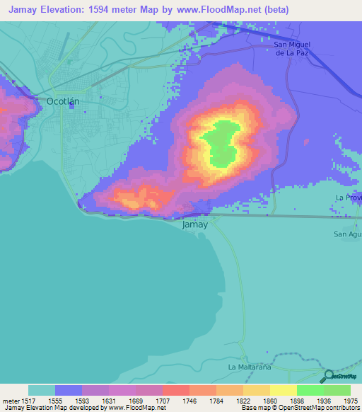 Jamay,Mexico Elevation Map