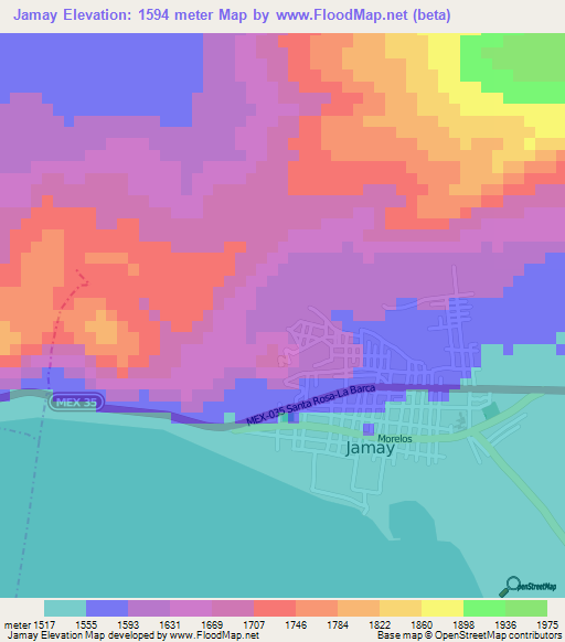 Jamay,Mexico Elevation Map