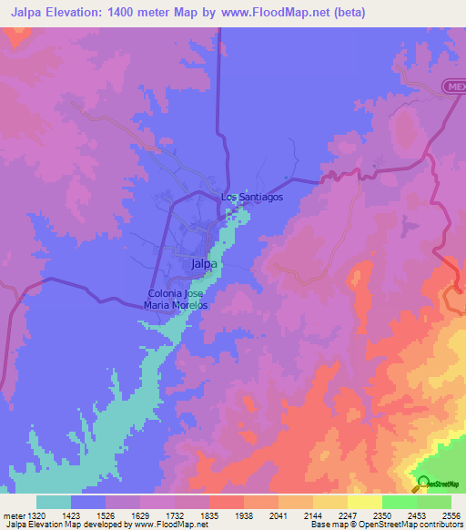 Jalpa,Mexico Elevation Map