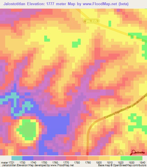 Jalostotitlan,Mexico Elevation Map