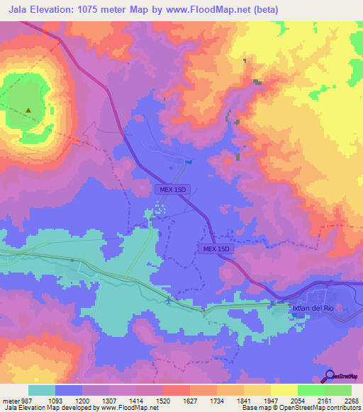 Jala,Mexico Elevation Map