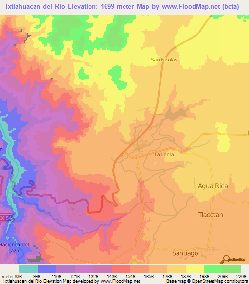 Ixtlahuacan del Rio,Mexico Elevation Map