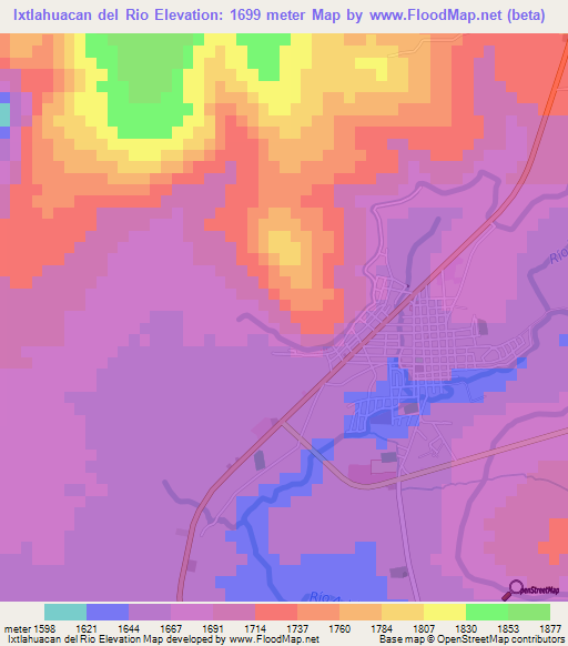 Ixtlahuacan del Rio,Mexico Elevation Map