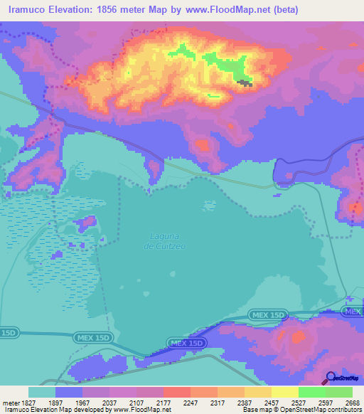 Iramuco,Mexico Elevation Map
