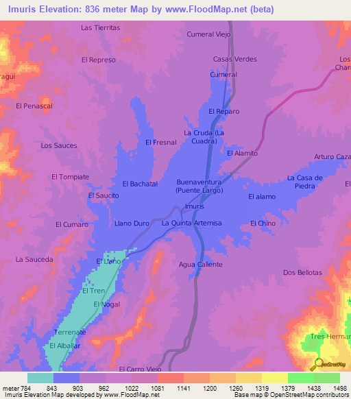 Imuris,Mexico Elevation Map