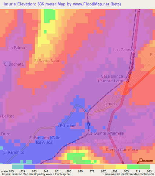 Imuris,Mexico Elevation Map