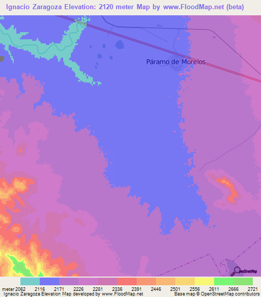 Ignacio Zaragoza,Mexico Elevation Map