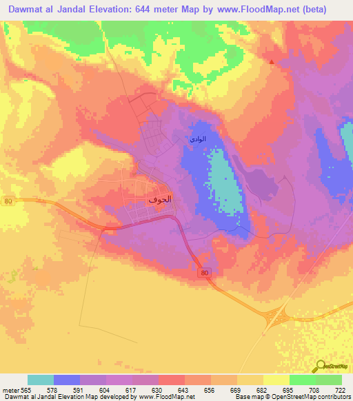 Dawmat al Jandal,Saudi Arabia Elevation Map