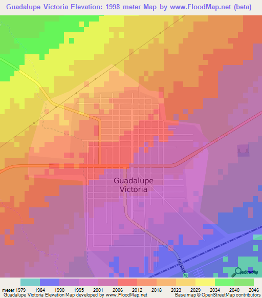 Guadalupe Victoria,Mexico Elevation Map